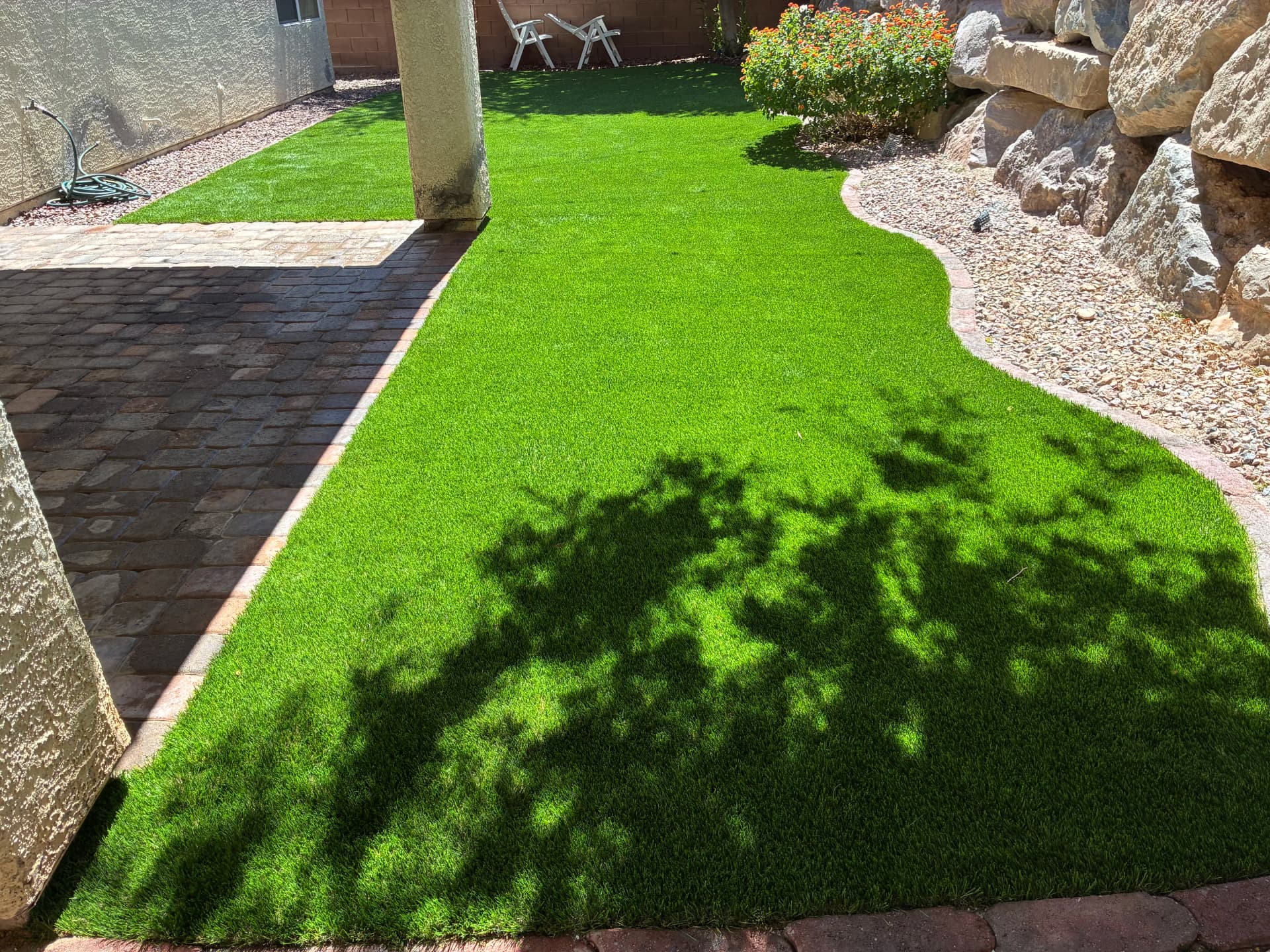 Gallery photos for Patchy Backyard Lawn Replaced with Lush Artificial Turf: Image #6